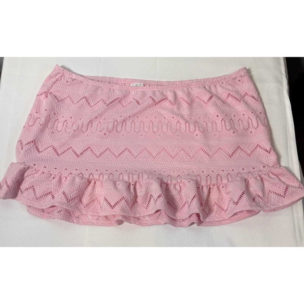 Wild Fable Swim Cover Up XL Pink Eyelet Ruffle Hem Skirt Beach Vacay Poolside